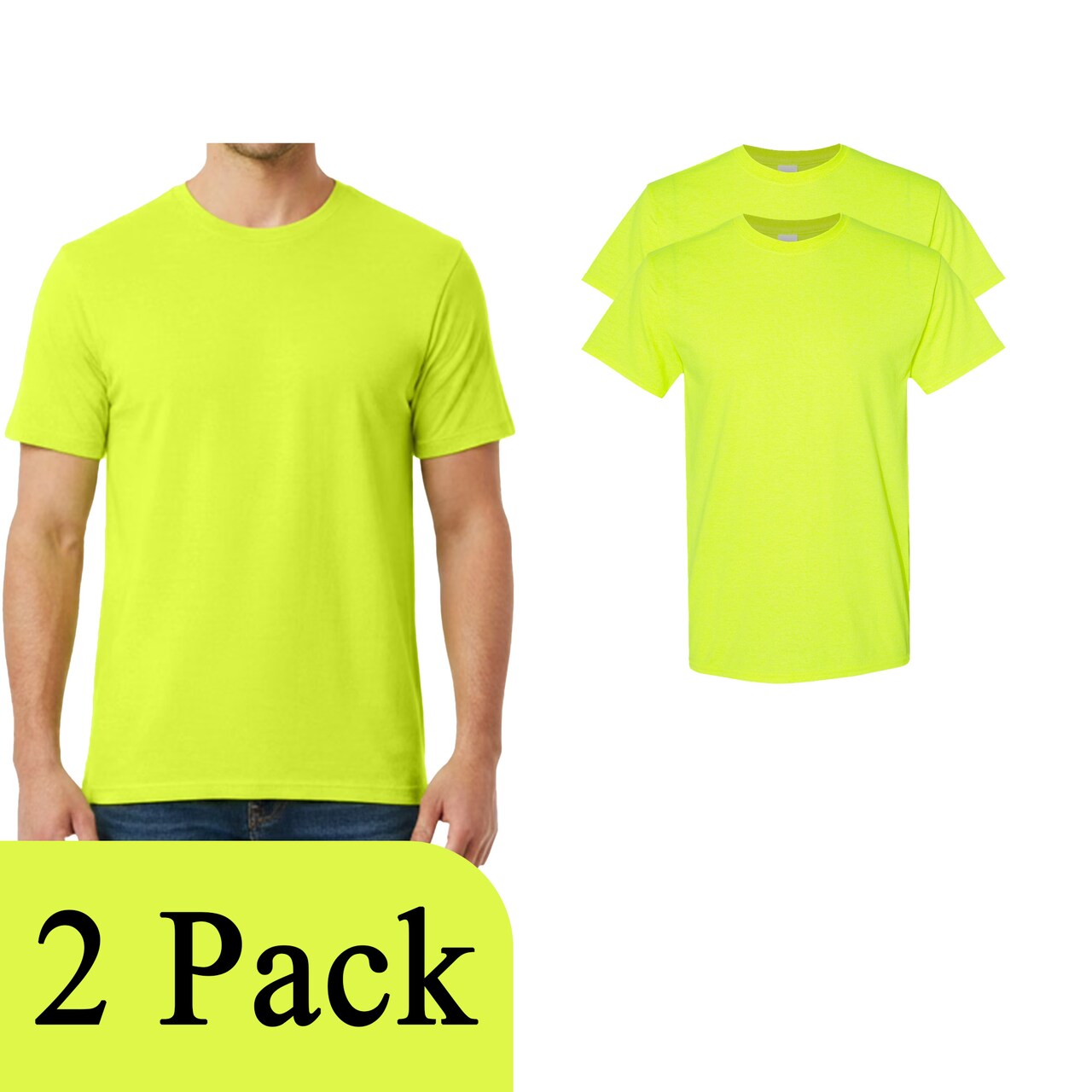 Hi Vis Safety Green Ideal for Crafts Shirt, Gildan Adult's Heavy Cotton T-Shirt